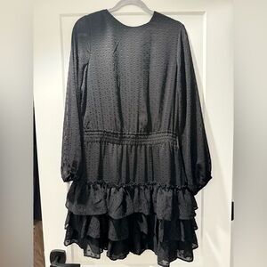 Express Black Textured Midi Dress